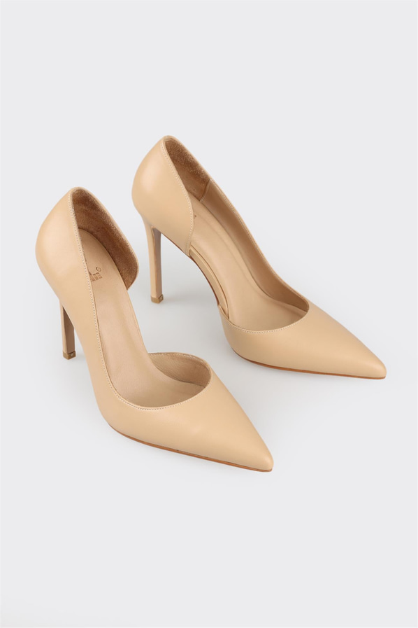 Naturel deri kadın stiletto - Elle Shoes