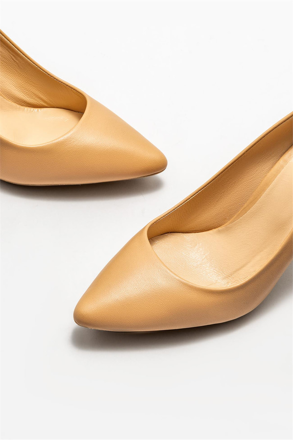 Naturel deri kadın stiletto - Elle Shoes