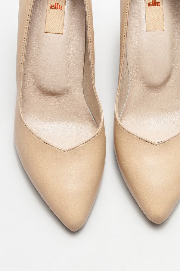 Naturel deri kadın stiletto - Elle Shoes