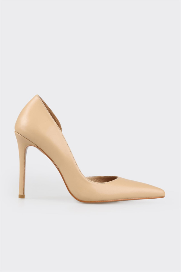 Naturel deri kadın stiletto - Elle Shoes