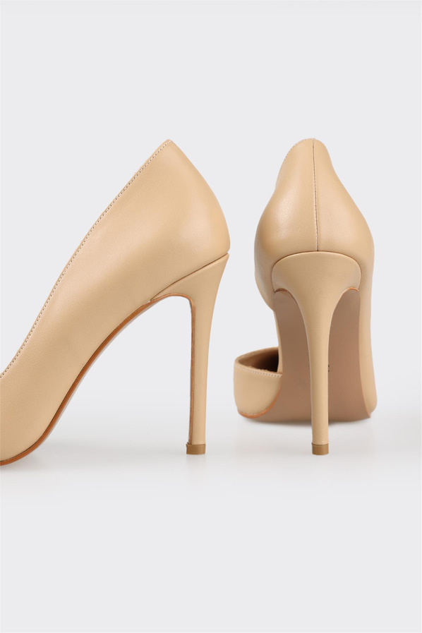 Naturel deri kadın stiletto - Elle Shoes