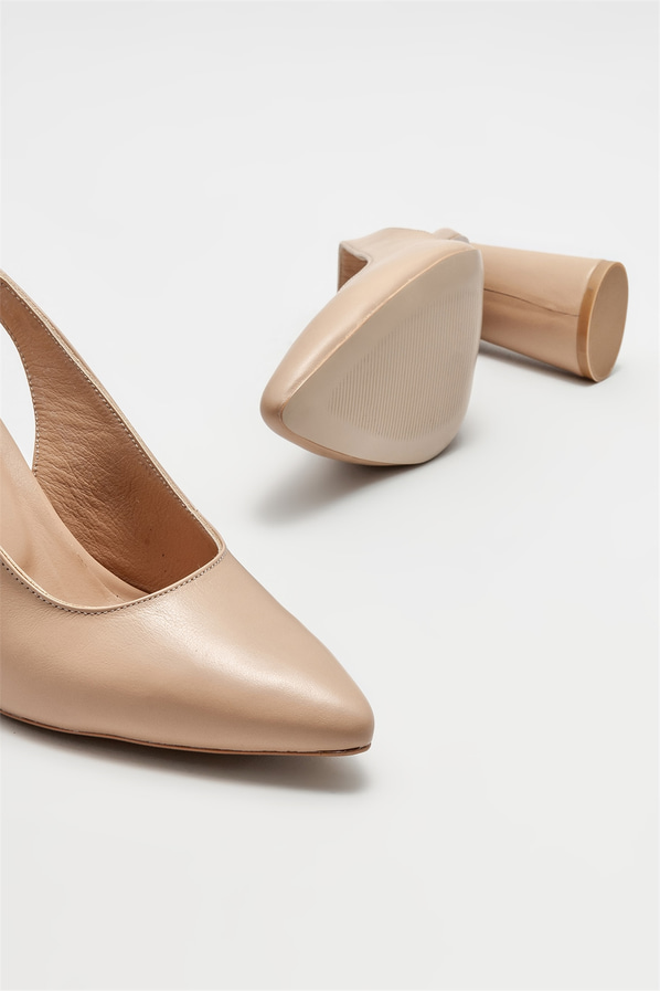 Naturel deri kadın stiletto - Elle Shoes