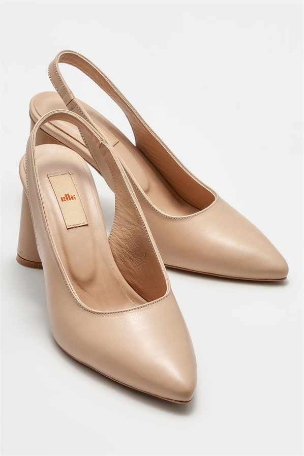 Naturel deri kadın stiletto - Elle Shoes