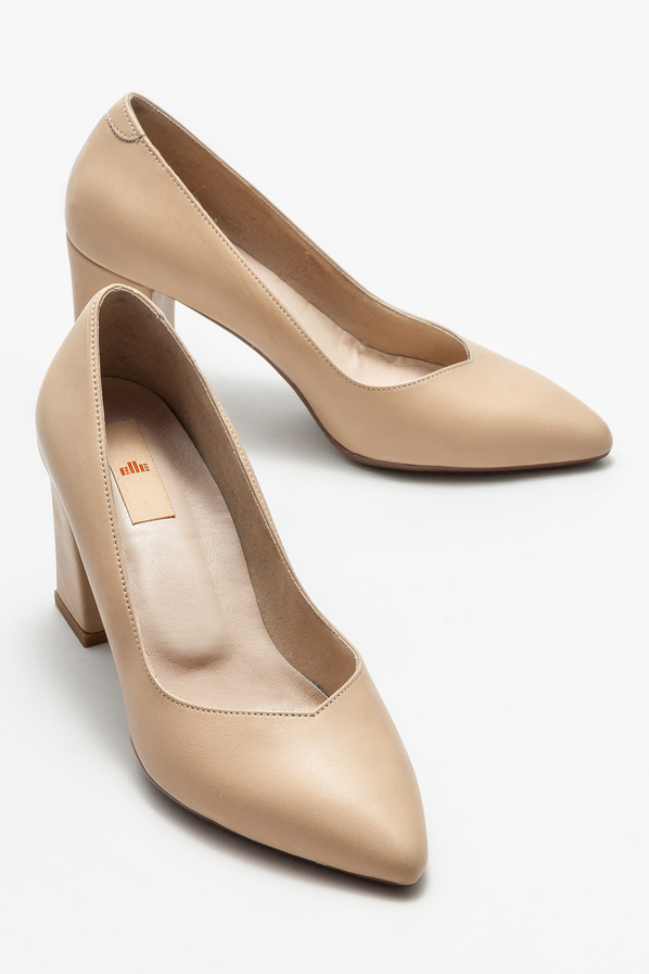 Naturel deri kadın stiletto - Elle Shoes