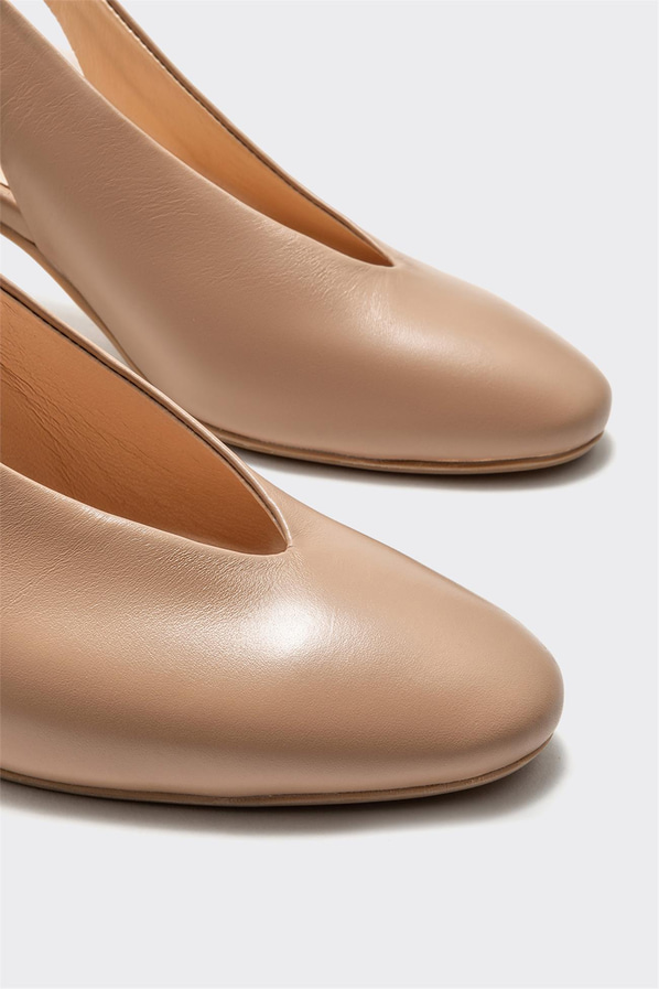 Naturel deri topuklu kadın ayakkabı - Elle Shoes
