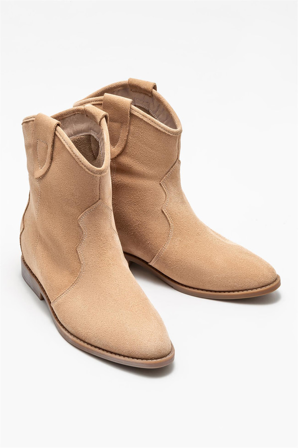 Naturel deri kadın bot - Elle Shoes