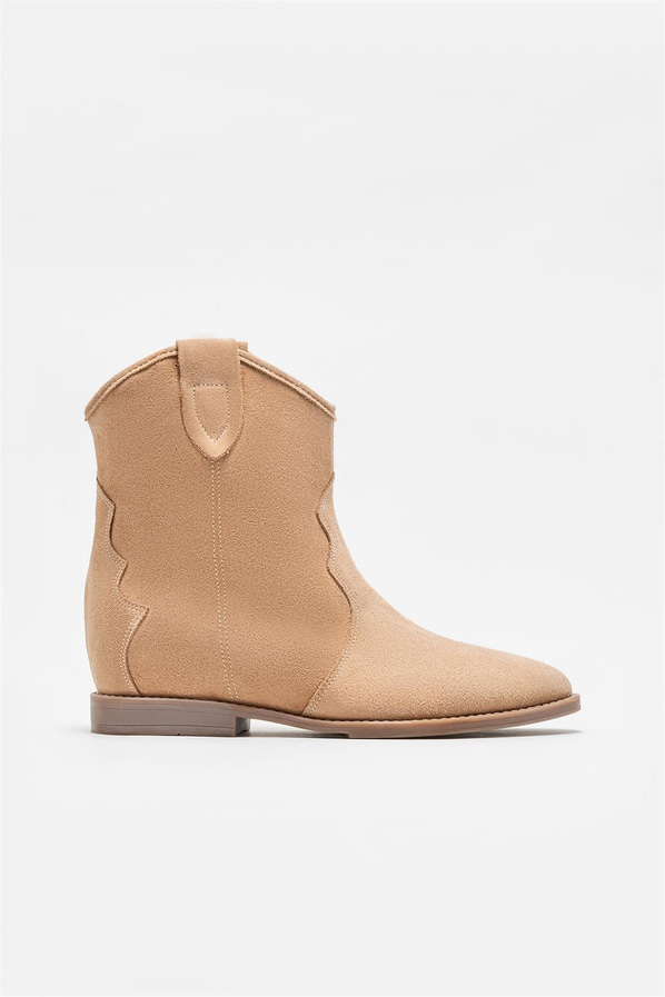 Naturel deri kadın bot - Elle Shoes