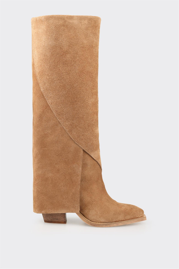 Naturel deri kadın çizme, rahat kullanım için - Elle Shoes