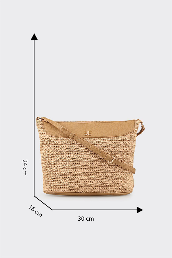 Naturel kahve düz kadın çapraz çanta - Elle Shoes