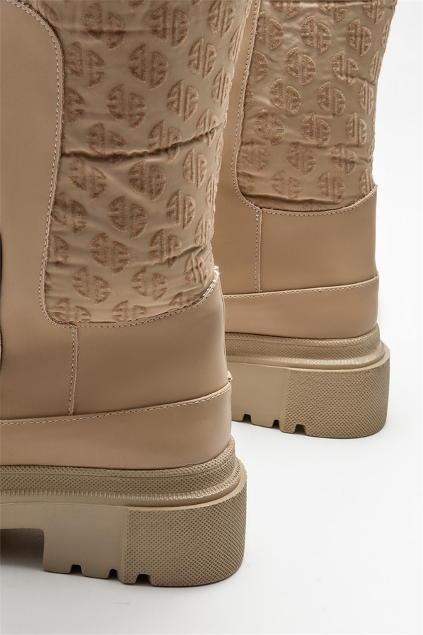 Naturel düz kadın çizme - Elle Shoes