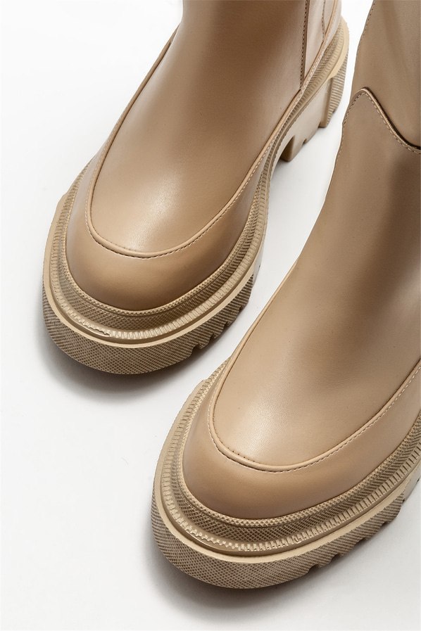 Naturel düz kadın çizme - Elle Shoes
