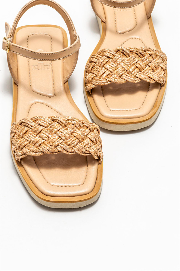 Naturel düz kadın sandalet - Elle Shoes