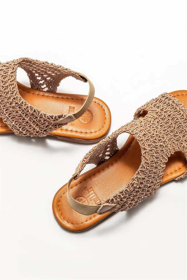 Naturel düz kadın sandalet - Elle Shoes