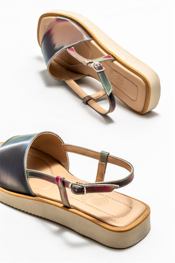Naturel düz kadın sandalet - Elle Shoes