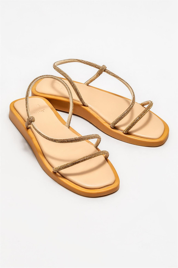 Naturel düz kadın sandalet - Elle Shoes