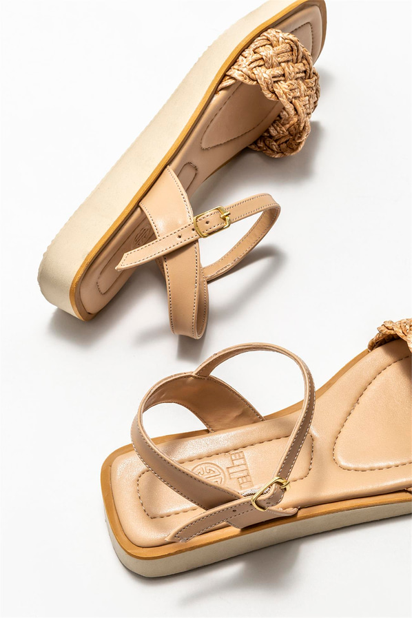 Naturel düz kadın sandalet - Elle Shoes