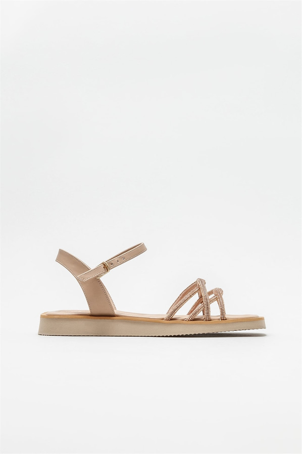 Naturel düz kadın sandalet - Elle Shoes