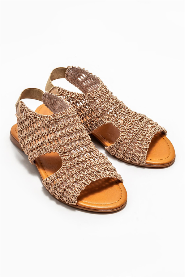 Naturel düz kadın sandalet - Elle Shoes