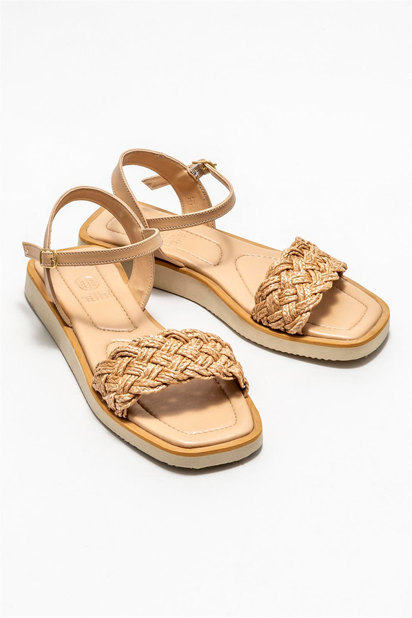 Naturel düz kadın sandalet - Elle Shoes