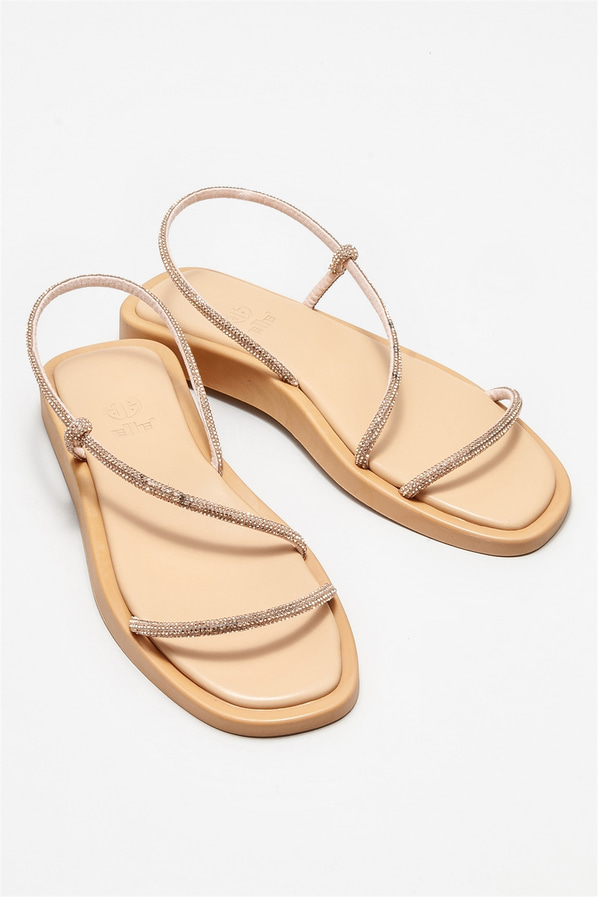 Naturel düz kadın sandalet - Elle Shoes