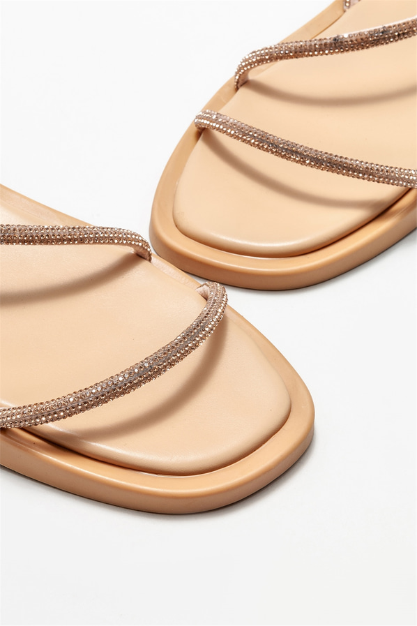 Naturel düz kadın sandalet - Elle Shoes