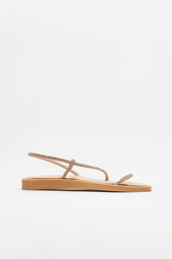 Naturel düz kadın sandalet - Elle Shoes