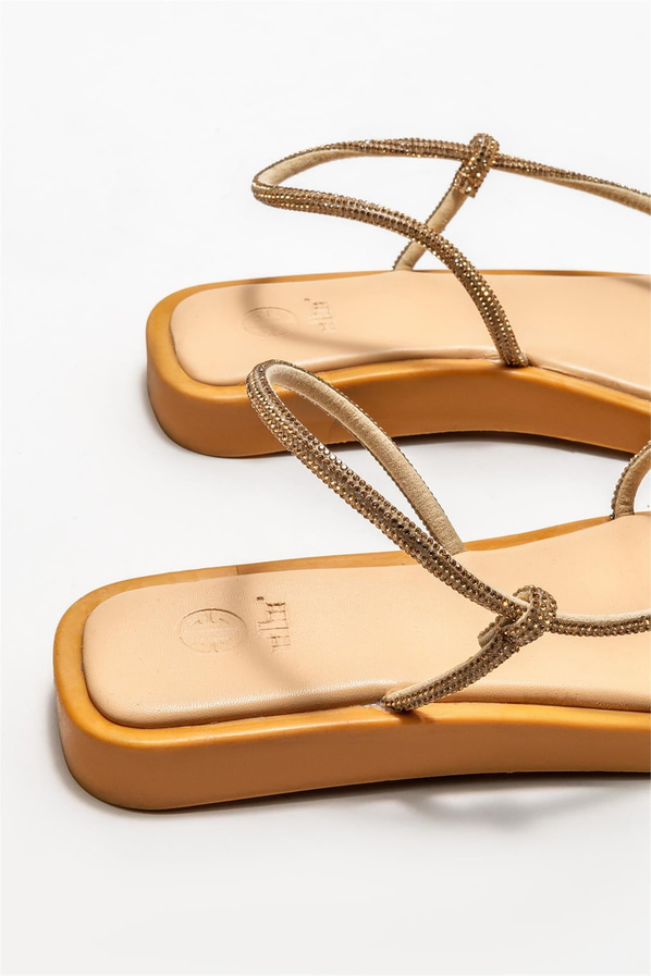 Naturel düz kadın sandalet - Elle Shoes