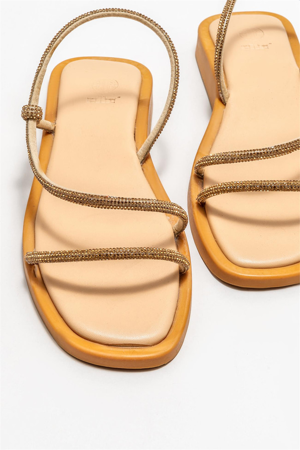 Naturel düz kadın sandalet - Elle Shoes