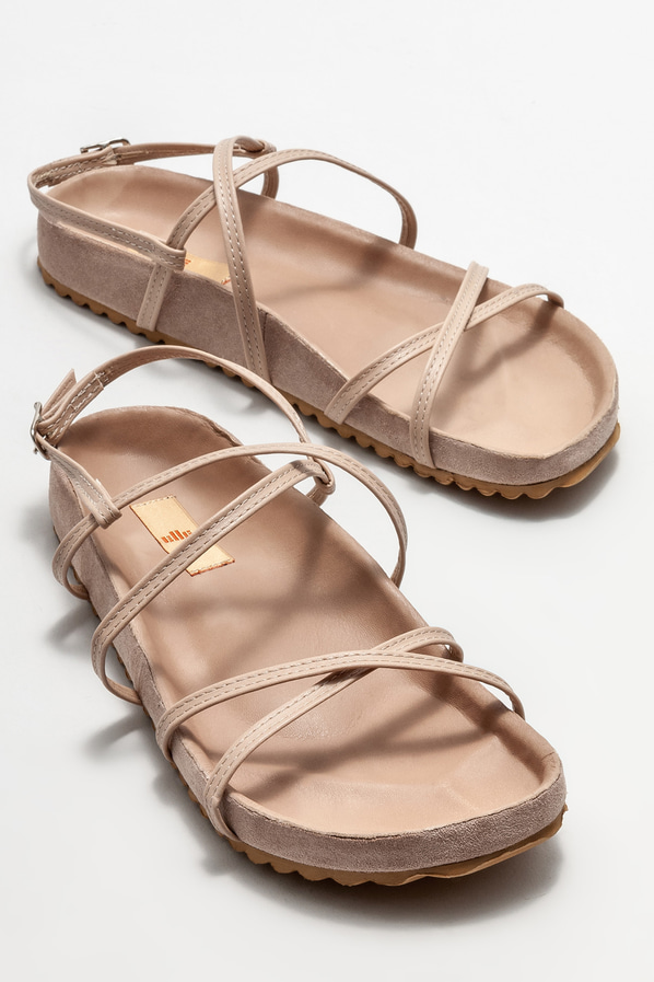 Naturel düz kadın sandalet - Elle Shoes