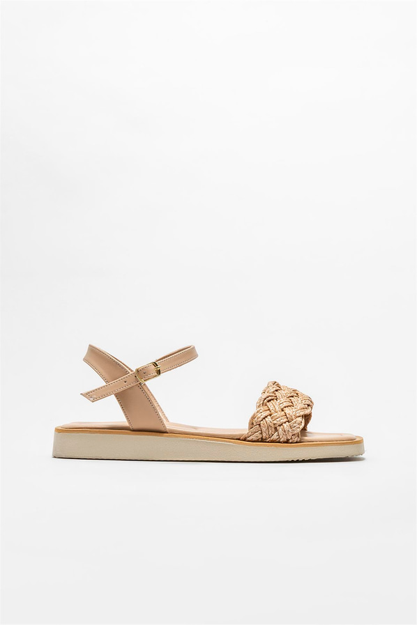 Naturel düz kadın sandalet - Elle Shoes