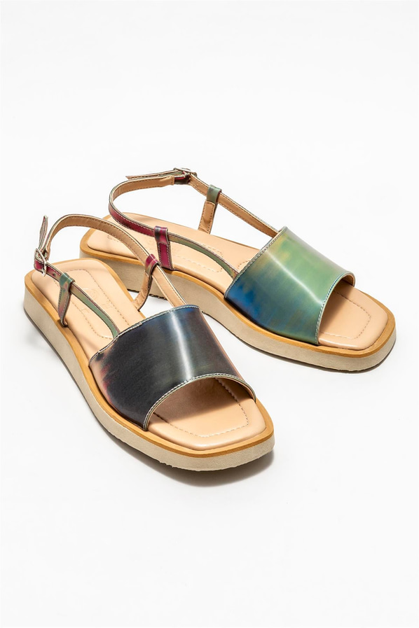 Naturel düz kadın sandalet - Elle Shoes
