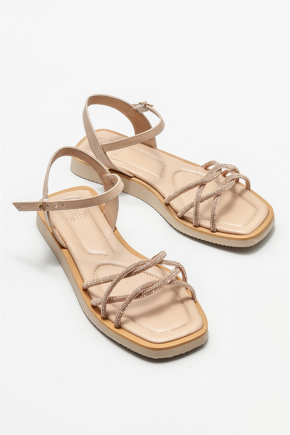 Naturel düz kadın sandalet - Elle Shoes