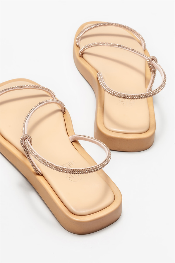 Naturel düz kadın sandalet - Elle Shoes