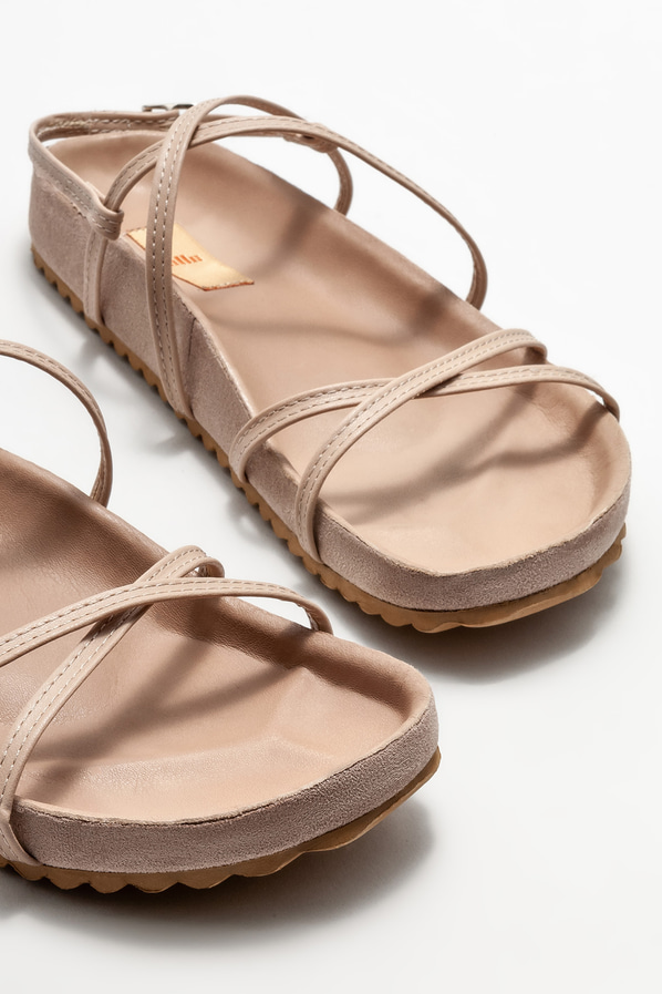 Naturel düz kadın sandalet - Elle Shoes