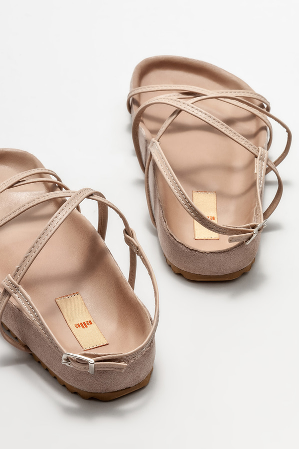 Naturel düz kadın sandalet - Elle Shoes