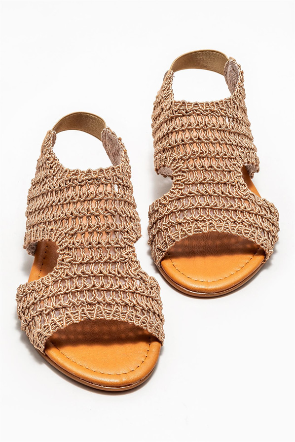 Naturel düz kadın sandalet - Elle Shoes