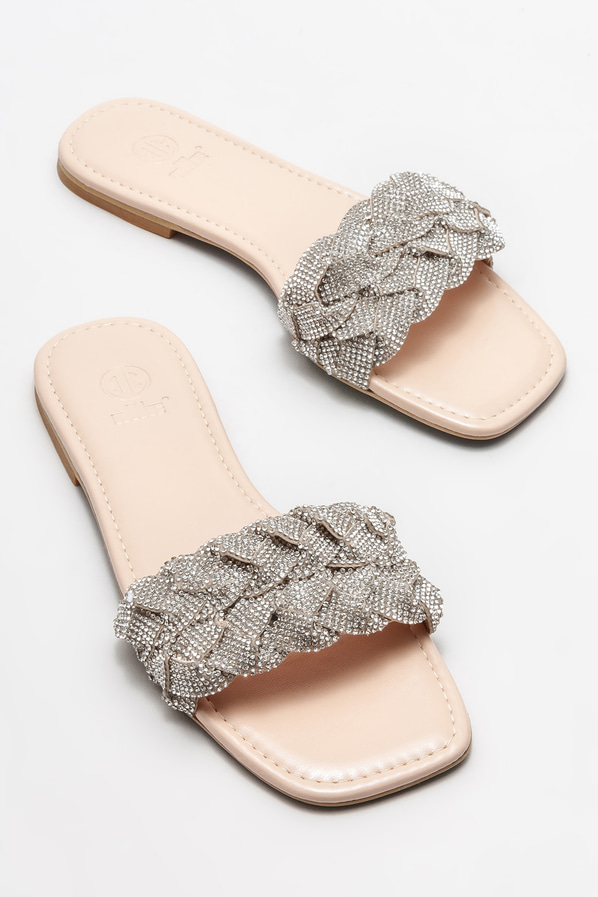 Naturel düz kadın terlik - Elle Shoes