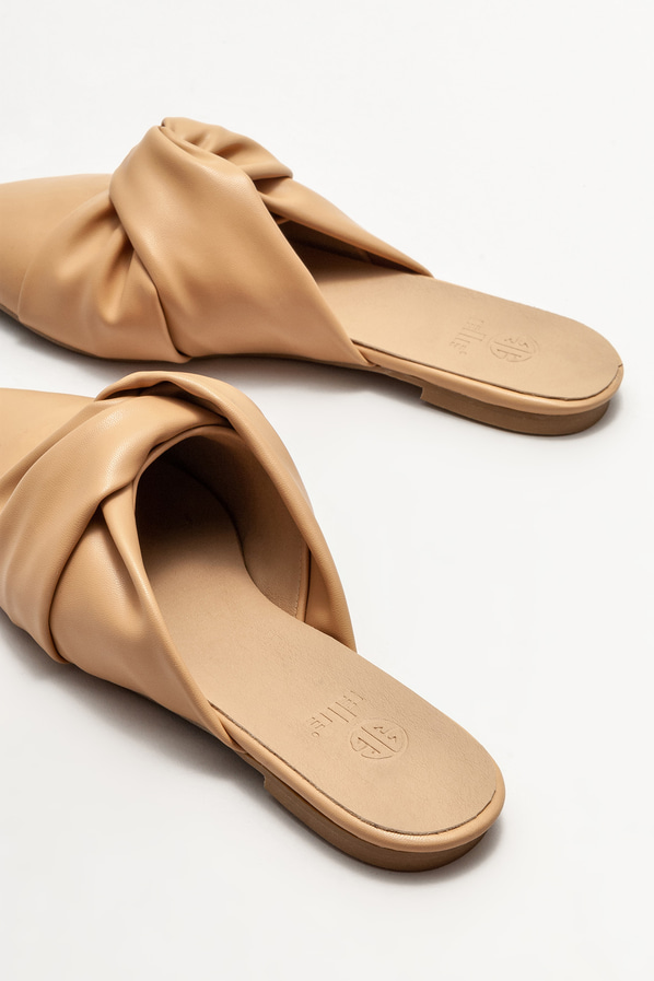 Naturel düz kadın terlik - Elle Shoes