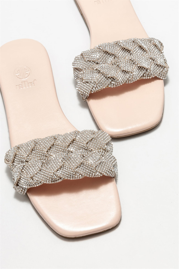 Naturel düz kadın terlik - Elle Shoes