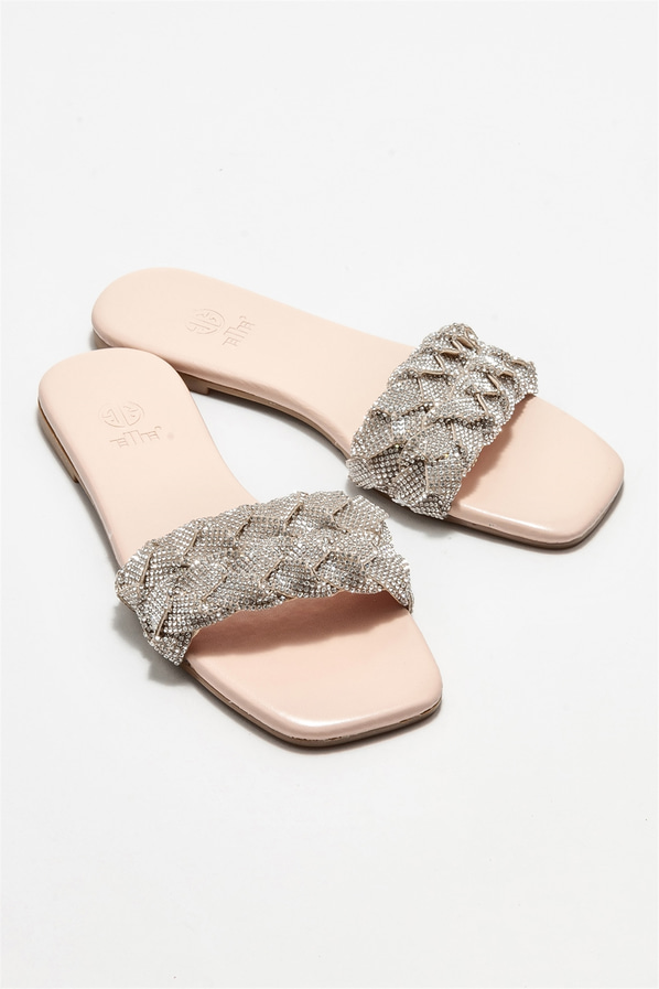 Naturel düz kadın terlik - Elle Shoes