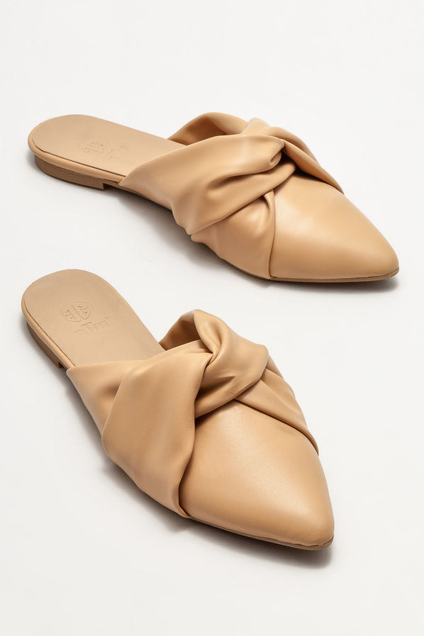 Naturel düz kadın terlik - Elle Shoes