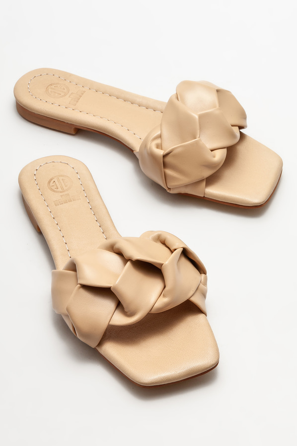 Naturel düz kadın terlik - Elle Shoes