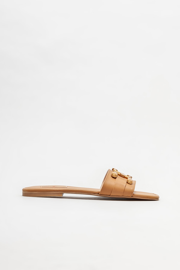 Naturel düz kadın terlik - Elle Shoes