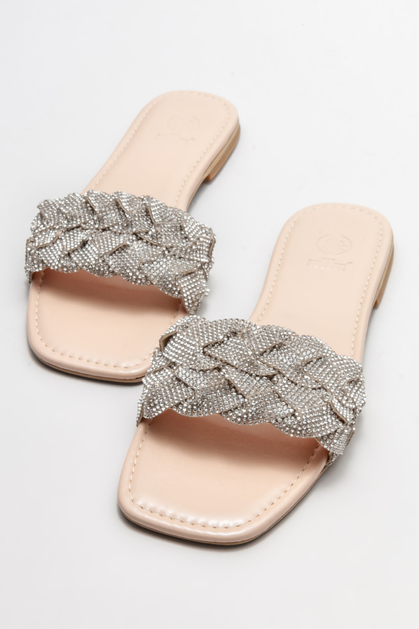 Naturel düz kadın terlik - Elle Shoes