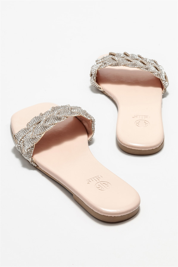 Naturel düz kadın terlik - Elle Shoes