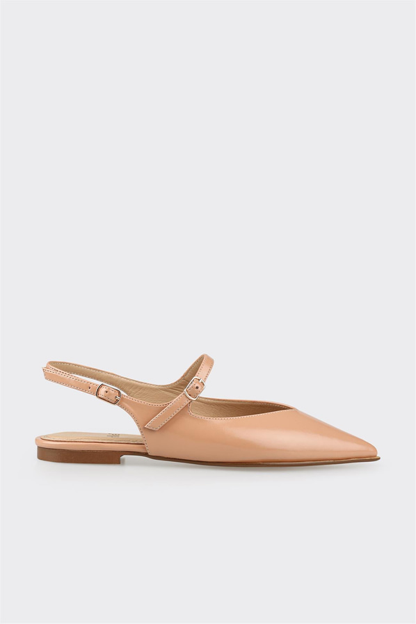 Naturel sivri burunlu kadın düz ayakkabı, günlük kullanım için - Elle Shoes