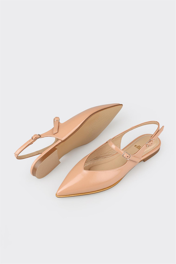 Naturel sivri burunlu kadın düz ayakkabı, günlük kullanım için - Elle Shoes