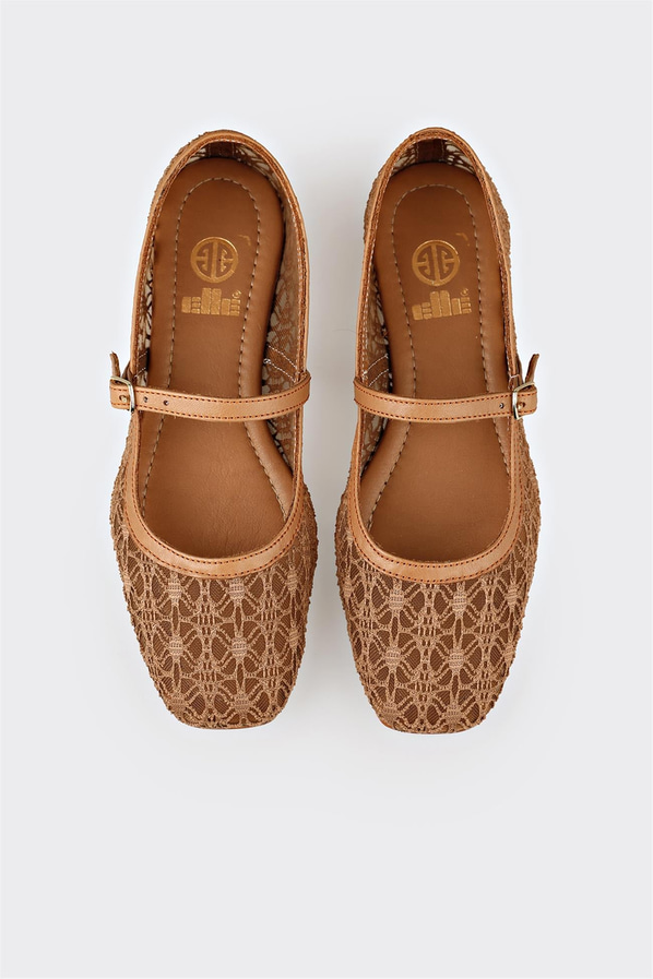 Naturel kadın babet, ofis stili için - Elle Shoes