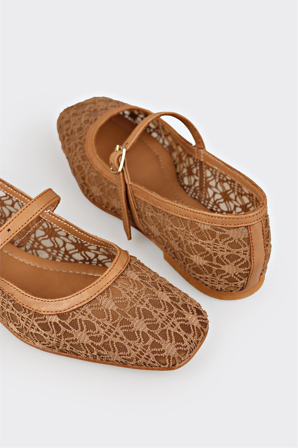 Naturel kadın babet, ofis stili için - Elle Shoes