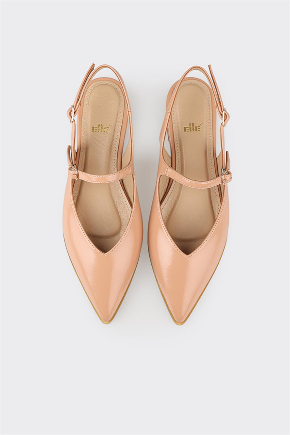 Naturel sivri burunlu kadın düz ayakkabı, günlük kullanım için - Elle Shoes